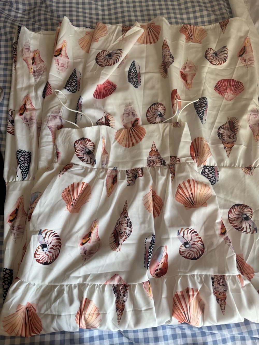 Women’s White Maxi Dress with Pink Shell Print